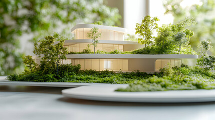 Eco-Friendly Modern House Architectural Model Integrated with Lush Greenery
