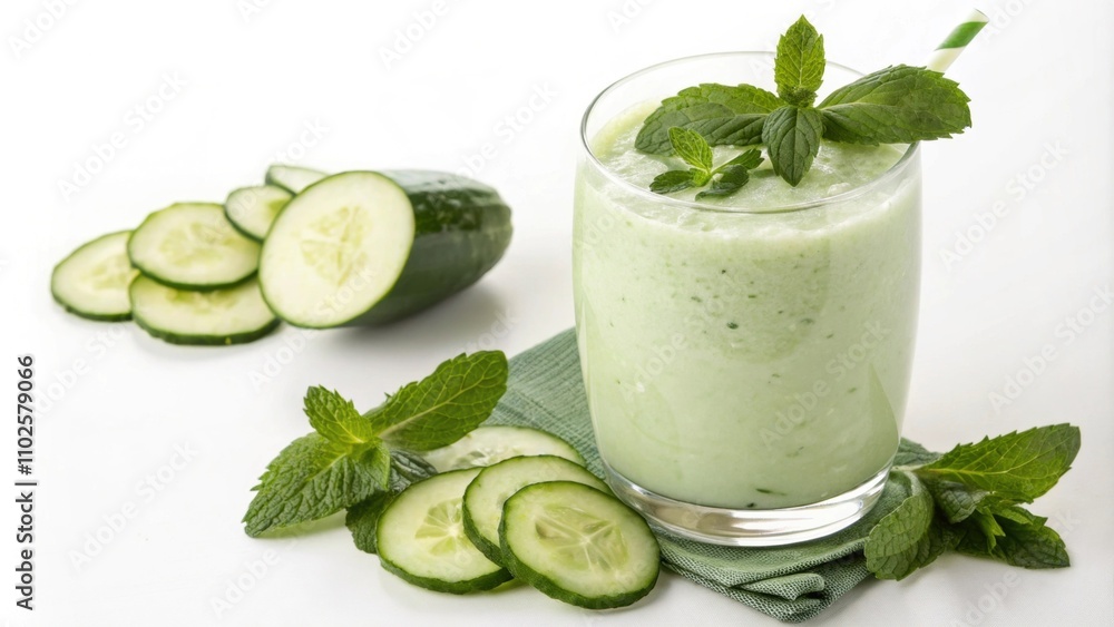 Poster Refreshing cucumber blended with tangy yogurt resulting in a light and cooling experience ideal for warm days.