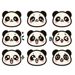 Fototapeta premium set of funny panda faces