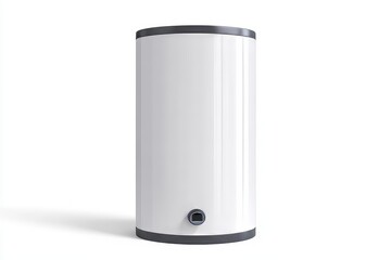 A white tank with a black cap, boiler or water heater