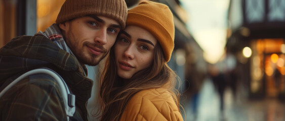 Obraz premium couple in love close-up portrait Generative AI