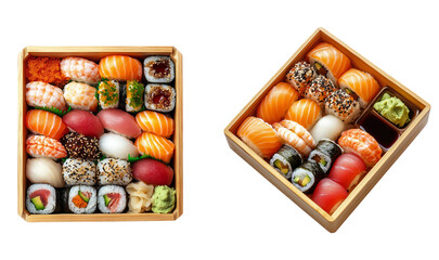 Colorful Sushi Platter with Various Types of Sushi