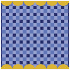 Checkered background. Grid, mesh, lattice, grating with distort, deform effect. Distortion, Geometric pattern with black and white squares. Seamless abstract Brick wall background