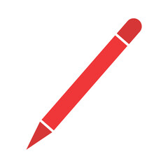 Pencil sign illustration. Red icon on white background. Flat style. Pencil flat icon isolated on white background for your web and mobile app design. Education design element
