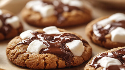 Cookies bursting with marshmallows and chocolate