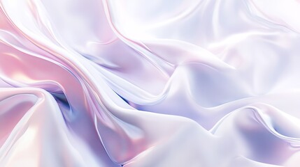 Fototapeta premium Flowing white silk fabric with pink and purple reflections creating elegant waves