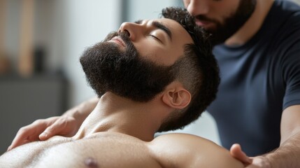 Massage therapy session for relaxation wellness center lifestyle photography indoor close-up focus