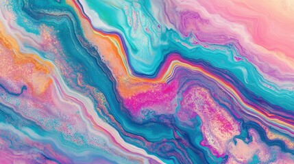 Abstract Fluid Acrylic Painting Colorful Swirls