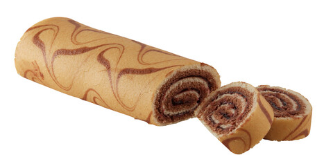 Bread rolls with chocolate cocoa filling cut out isolated transparent background