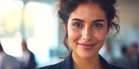 Fototapeta premium Generatportrait of a business woman in a meeting room ive AI