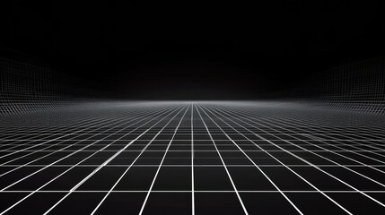 Naklejka premium Abstract Perspective Grid Background in Black and White Design