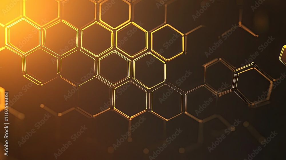 Aufkleber abstract honeycomb pattern with golden light and dark background