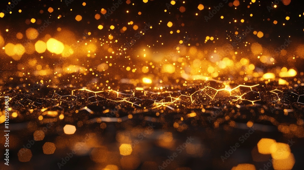 Poster shimmering golden particles creating a magical background effect