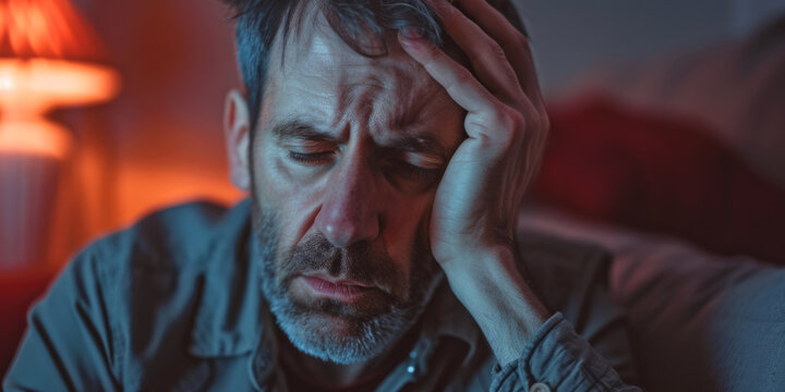 elderly man holding his head migraine Generative AI
