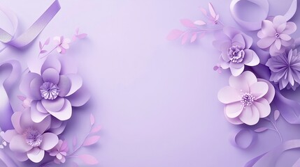 Lavender Paper Flowers and Ribbons Elegant Spring Floral Background