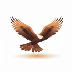 Obraz premium Stylized Illustration of an Majestic Eagle with Extended Wings in Flight, Symbolizing Freedom and Strength against a Bright White Background