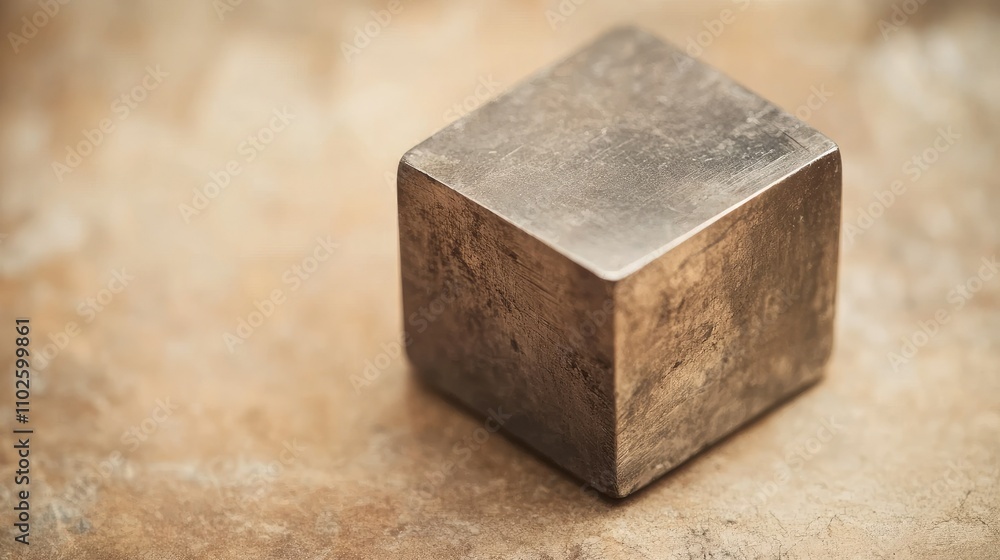 Poster metallic cube on textured surface for artistic background use