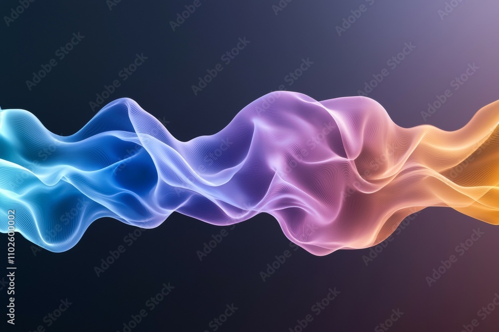 Poster a colorful wave of light is displayed on a dark background