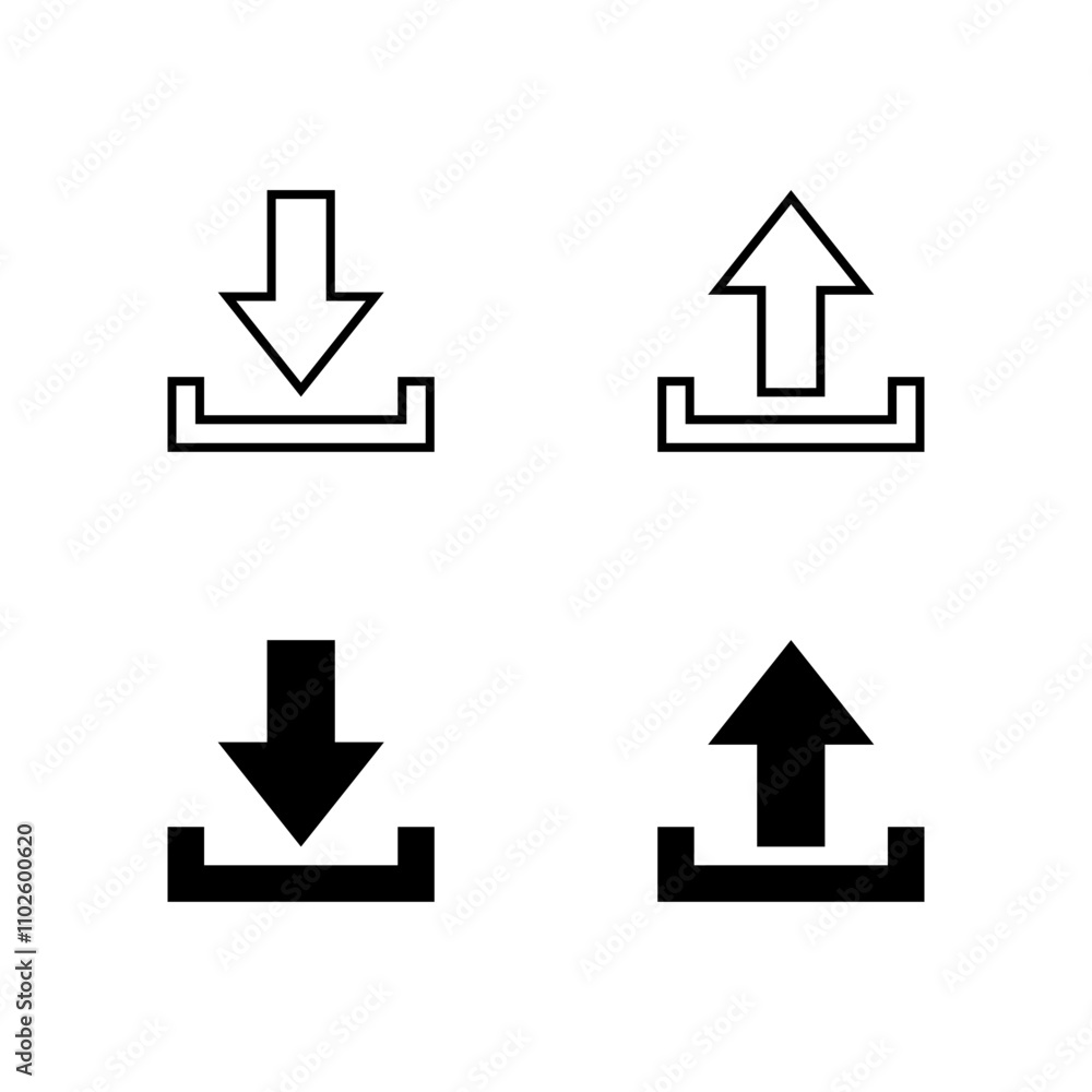 Poster download and upload icon in generic style. downloading and uploading sign symbol
