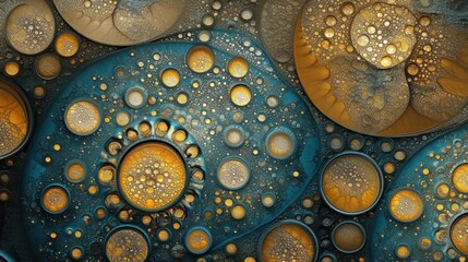 Abstract Gold And Teal Circular Bubble Pattern
