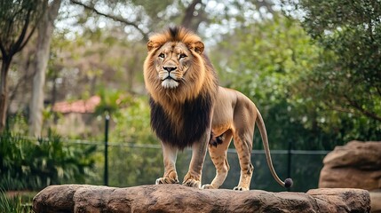 Fototapeta premium A lion standing tall with a regal and commanding presence