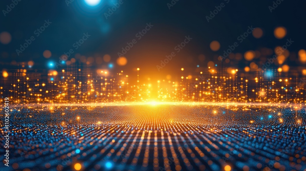 Poster dynamic abstract background with glowing particles and lights
