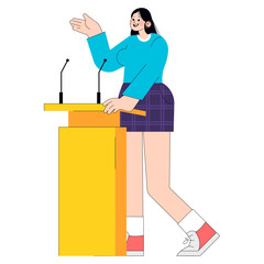 Young Business Woman. Flat Vector Illustration