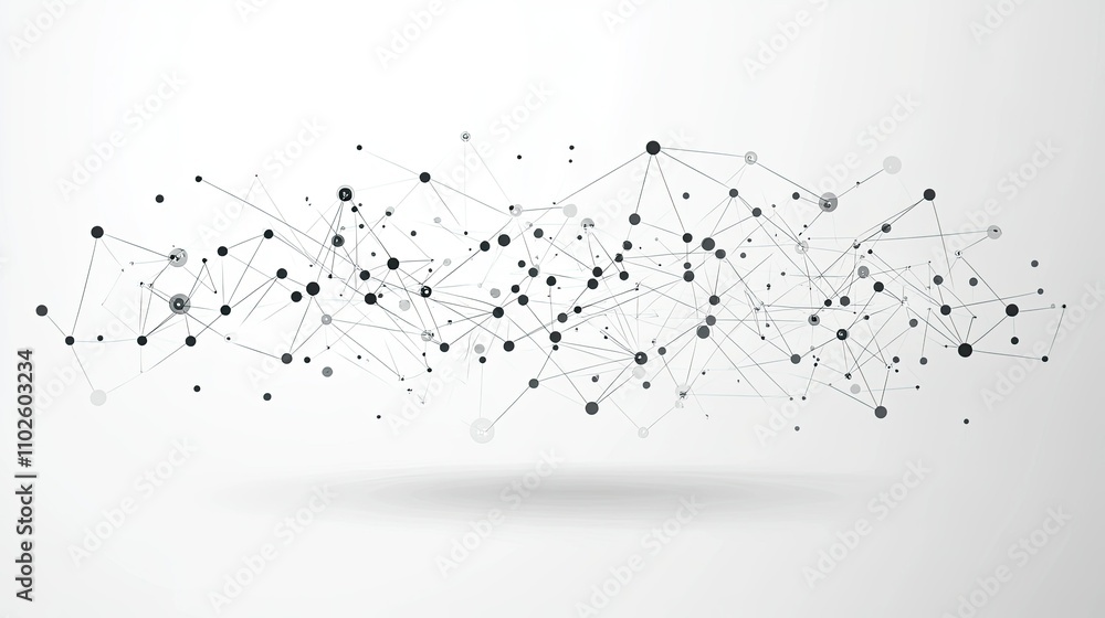 Poster abstract network illustration with nodes and connections in gray