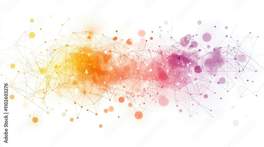 Poster abstract colorful network design with connective lines and shapes