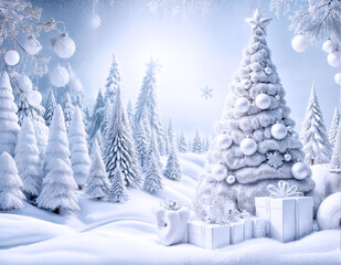 クリスマスの可愛いホワイト背景