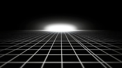Abstract Grid Pattern with Light Horizon in Dark Background