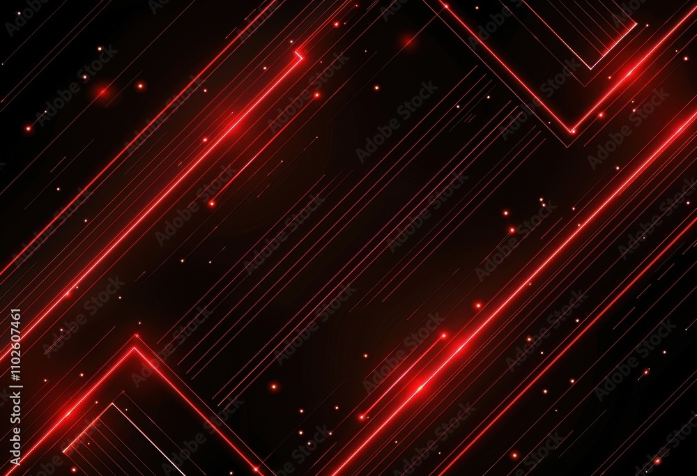 Poster abstract red lines and glowing particles design