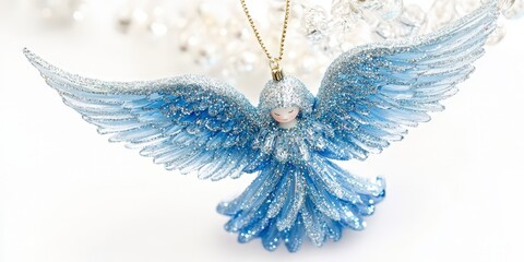 Fototapeta premium Smiling Angel Christmas Ornament, White Background