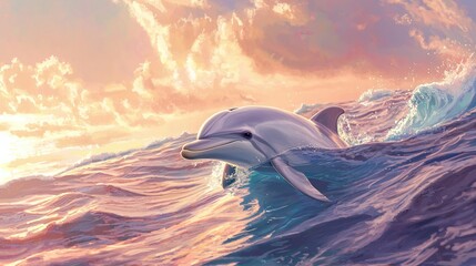 Dolphin jumping playfully in the sea at loma nature scene vibrant ocean environment