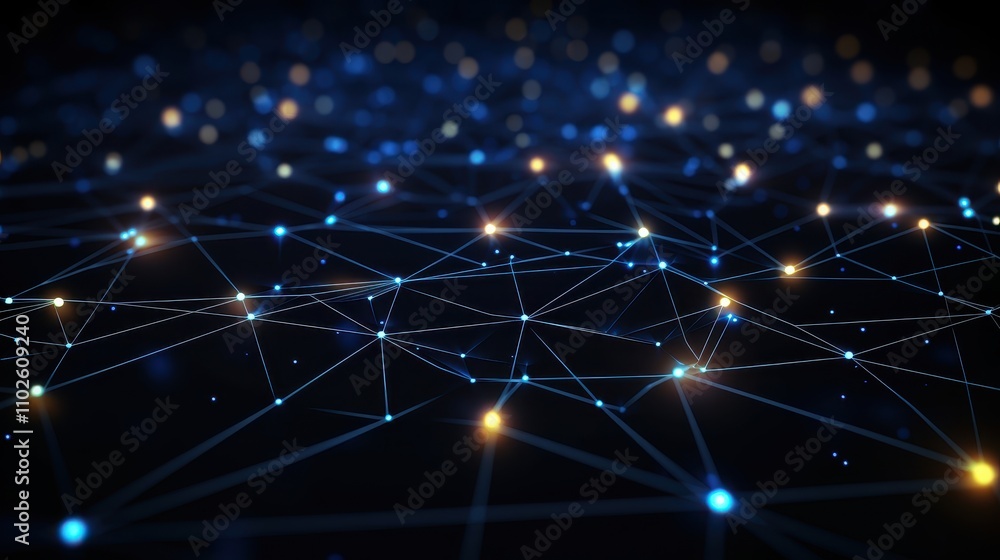 Poster abstract network digital connections illuminated nodes