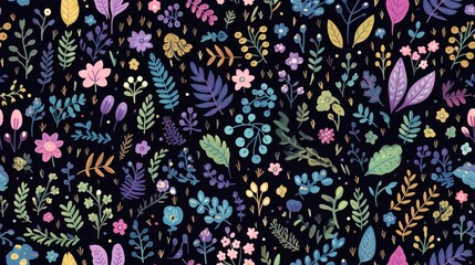Colorful Seamless Butterfly Floral Pattern Illustration for Vintage Wallpaper Design