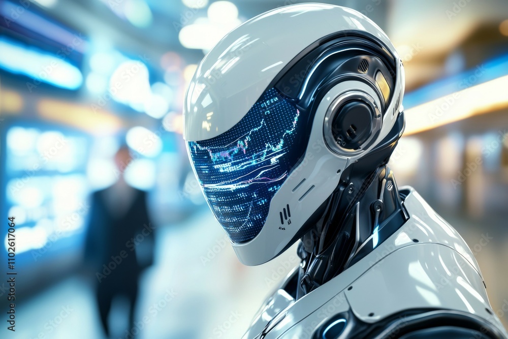 Poster a robot with a helmet