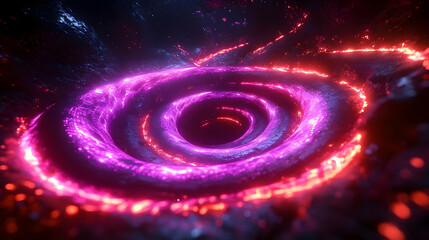 Obraz premium Abstract 3D Vortex: Glowing Pink and Red Nebula