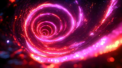 Glowing Pink and Red Spiral 3D Abstract Background
