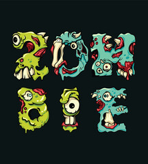 zombie typography design vector, for t'shirt design, poster template and othe uses