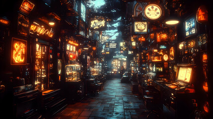 Cyberpunk Alleyway Digital Illustration