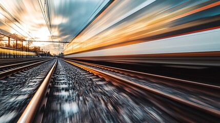 High speed train motion blur. Transportation, travel, speed concept.
