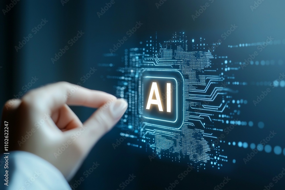 Poster a hand is pointing to the letter a on a computer screen