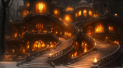 Fototapeta premium Enchanted Winter Palace Illustration