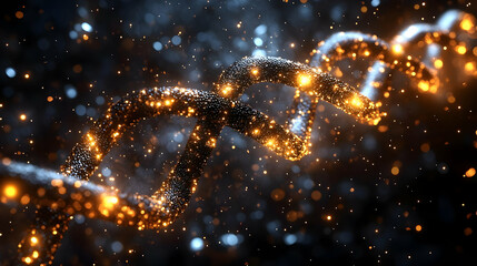 Glowing DNA Strand 3D Illustration