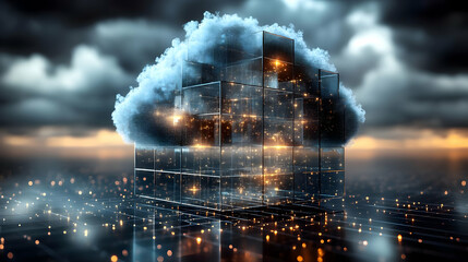 Obraz premium 3D Cloud Computing Network Illustration