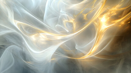 Fototapeta premium Enchanted Radiance: Dance of Gold and Silver Light in a Smoky Realm of Fantasy
