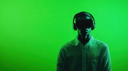 A security specialist ensuring digital safety, set on a vibrant green backdrop for focus