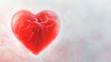 A vibrant red heart symbolizing love and emotion against a soft background.