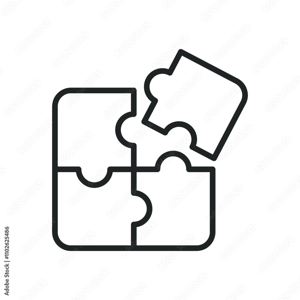 Poster jigsaw puzzle icon. editable stroke and perfect pixel on transparent background